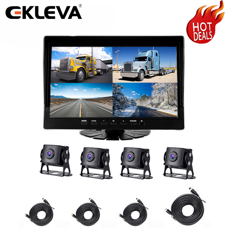Thiết Bị Giám Sát DVR 10 Inch EKLEVA Với 4 Camera Camera Hành Trình 360 Máy Quay Video Camera Hành Trình HD Hỗ Trợ Lùi Cho Công Viên Chiếu Hậu Dành Cho Xe Tải