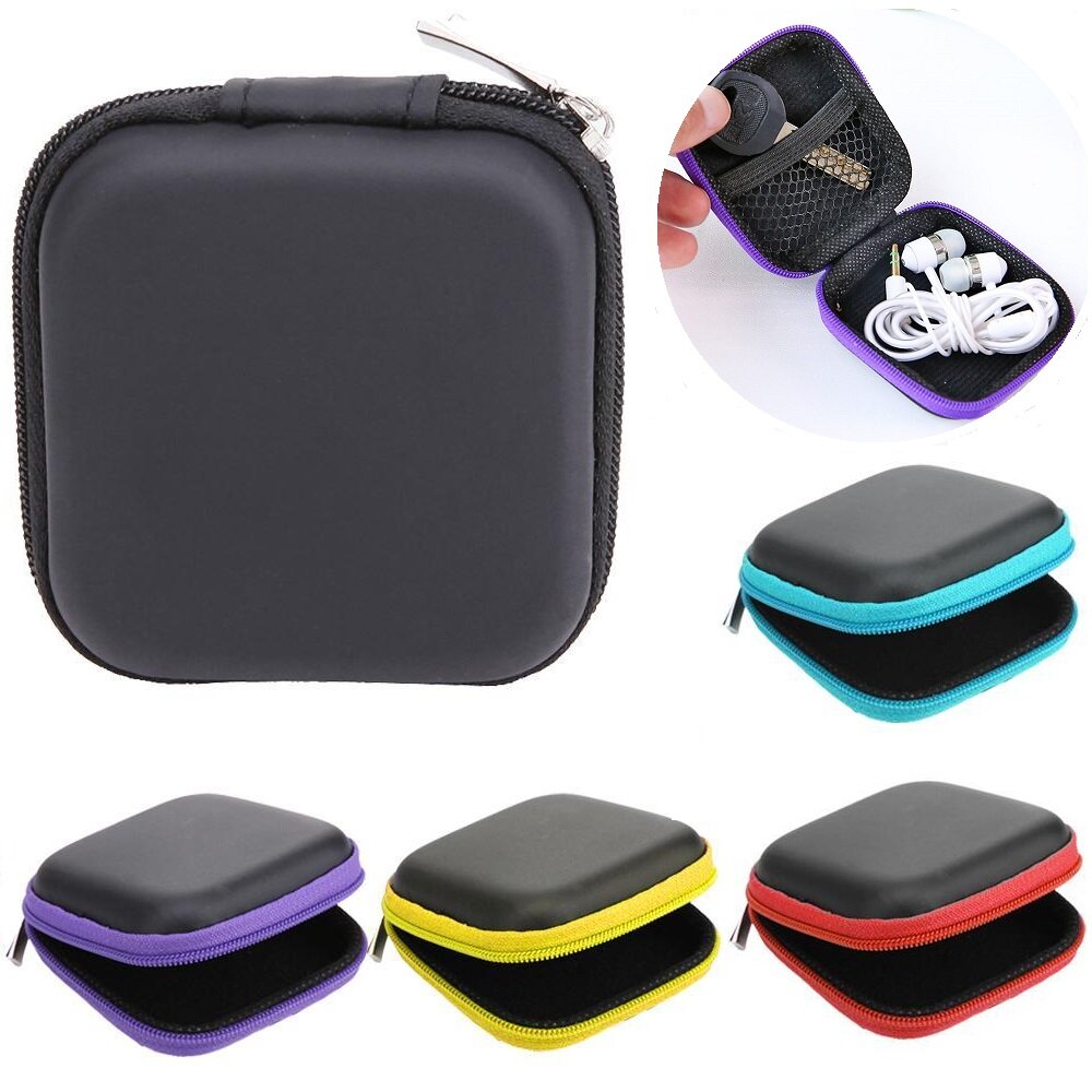 [Songful] vuông cầm tay hình Ngăn khóa kéo bao đựng tai nghe Pouch Tai nghe trường hợp cáp sạc dữ liệu chủ