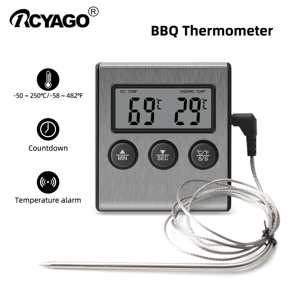 RCYAGO Nhà Bếp Nhiệt Kế, Lò Đầu Dò Nướng BBQ Thịt Gà/Bít Tết Nhiệt Kế Chiên & Hẹn Giờ, Báo Động Nhiệt Độ Đọc Tức Thì
