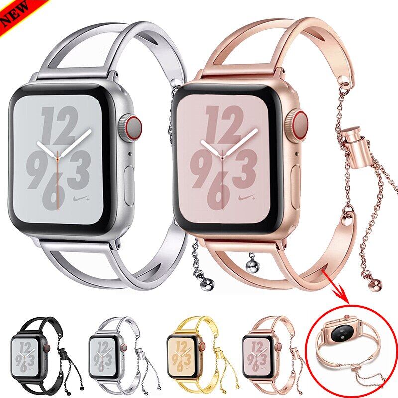 Dây Đeo Đồng Hồ Cho Apple Watch Dây Đeo Nữ Bằng Thép Không Gỉ 6 5 40Mm 44Mm, Vòng Tay Thời Trang 38Mm 42Mm Tôi Loạt Đồng Hồ SE 6 5 4 3