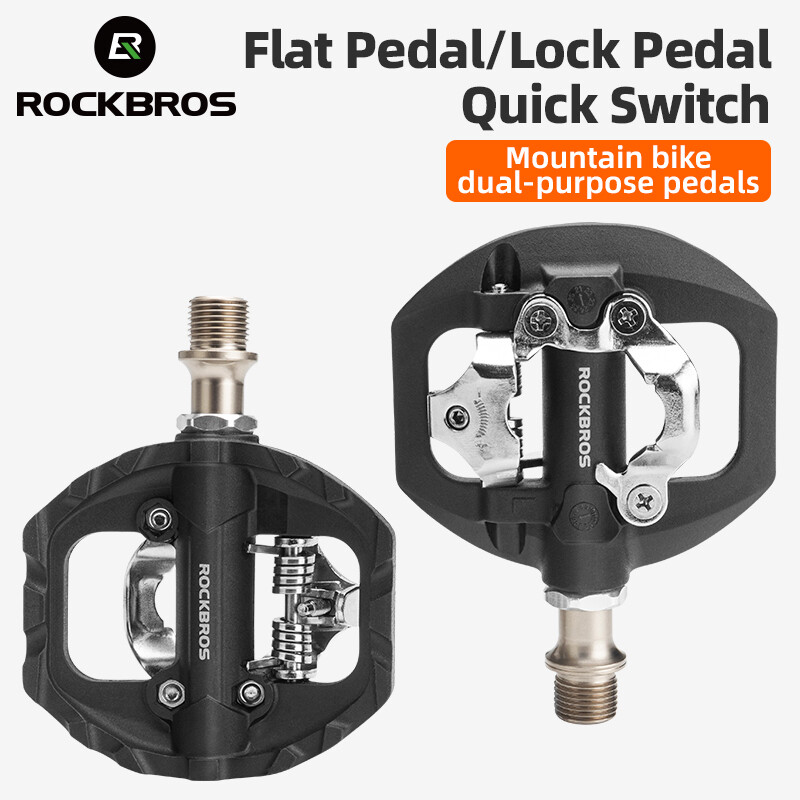 ROCKBROS Cleats Pedal MTB Self-Lock Pedals with Clips SPD Aluminum Alloy Bike Pedal Anti-skid Sealed Bearing Bicycle Pedals Bicycle Parts