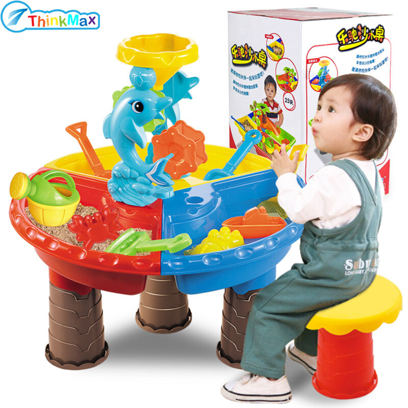 thinkmax 1 Set Children Beach Table Sand Play Toys Set Baby Water Sand