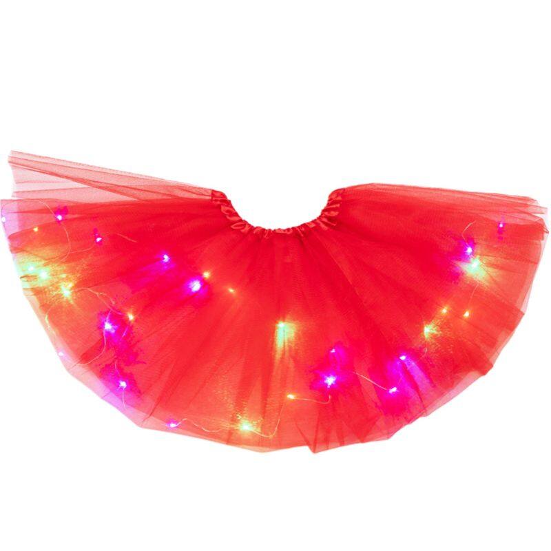 ผู้หญิง Star Tutu กระโปรง LED Light Up นีออนที่มีสีสัน Dance PARTY ชุดสั้น