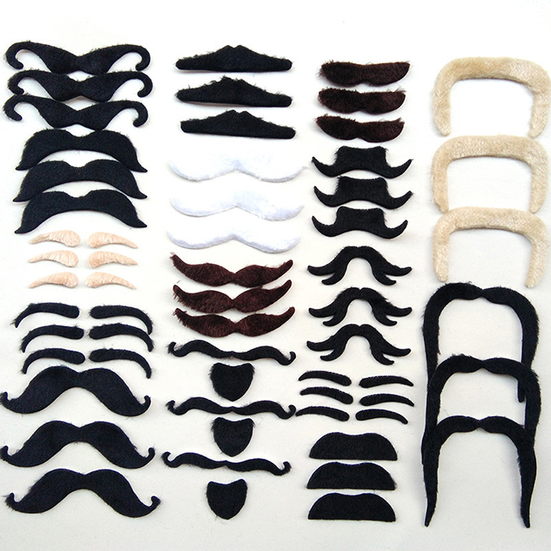FOO 48pcs Funny Costume Mustache Pirate Halloween Fake Beard Whisker Party Supplies