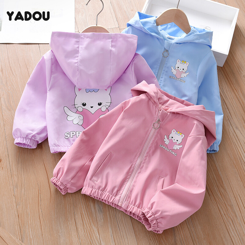 Yadou áo khoác bé gái áo khoác kẹo trẻ em áo hoodie thoải mái thời trang em bé áo khoác giữ nhiệt chống gió cho trẻ em