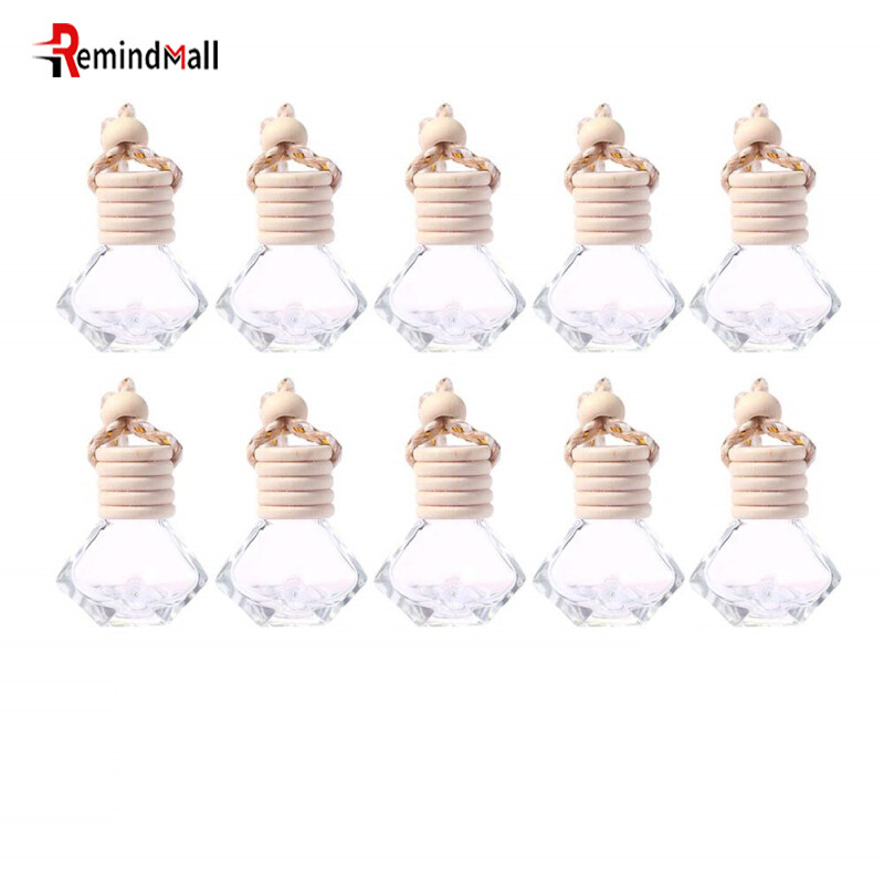 【Rm🙌】 10 chiếc chai nước hoa Máy làm mát không khí trên xe hơi 8ml loại treo chai hình kim cương dầu thơm Mặt dây chuyền khuếch tán tinh dầu (chai rỗng)