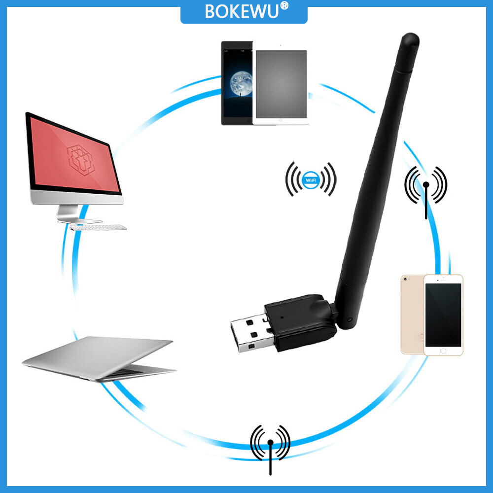 BOKEWU Bộ Chuyển Đổi WIFI USB 2.0 Thẻ Mạng Không Dây MT7601 150Mbps Bộ Chuyển Đổi WiFi LAN 802.11 B/G/N Với Ăng Ten Xoay Được