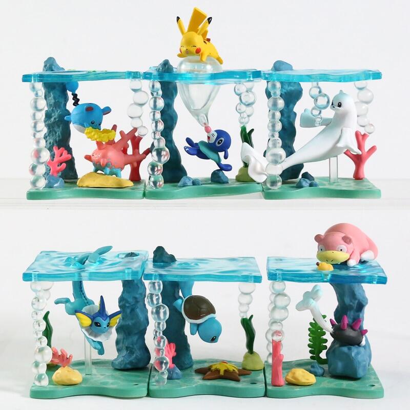Bộ Sưu Tập Pokemon World In Sea Mô Hình Vaporeon Squirtle Dewgong Slowpoke Pyukumuku Marill Corsola Popplio 6 Cái/bộ