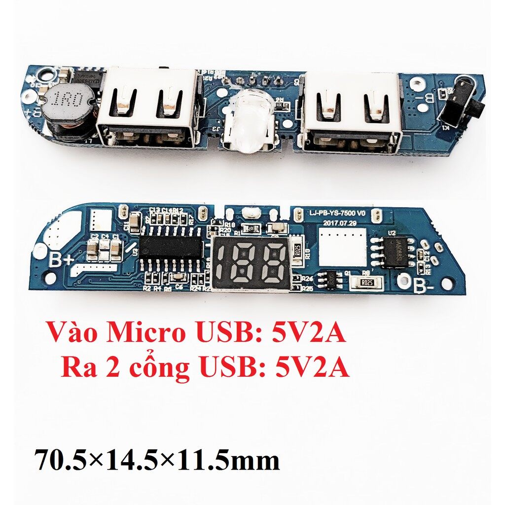 Mạch sạc dự phòng màn led 5v2a mới