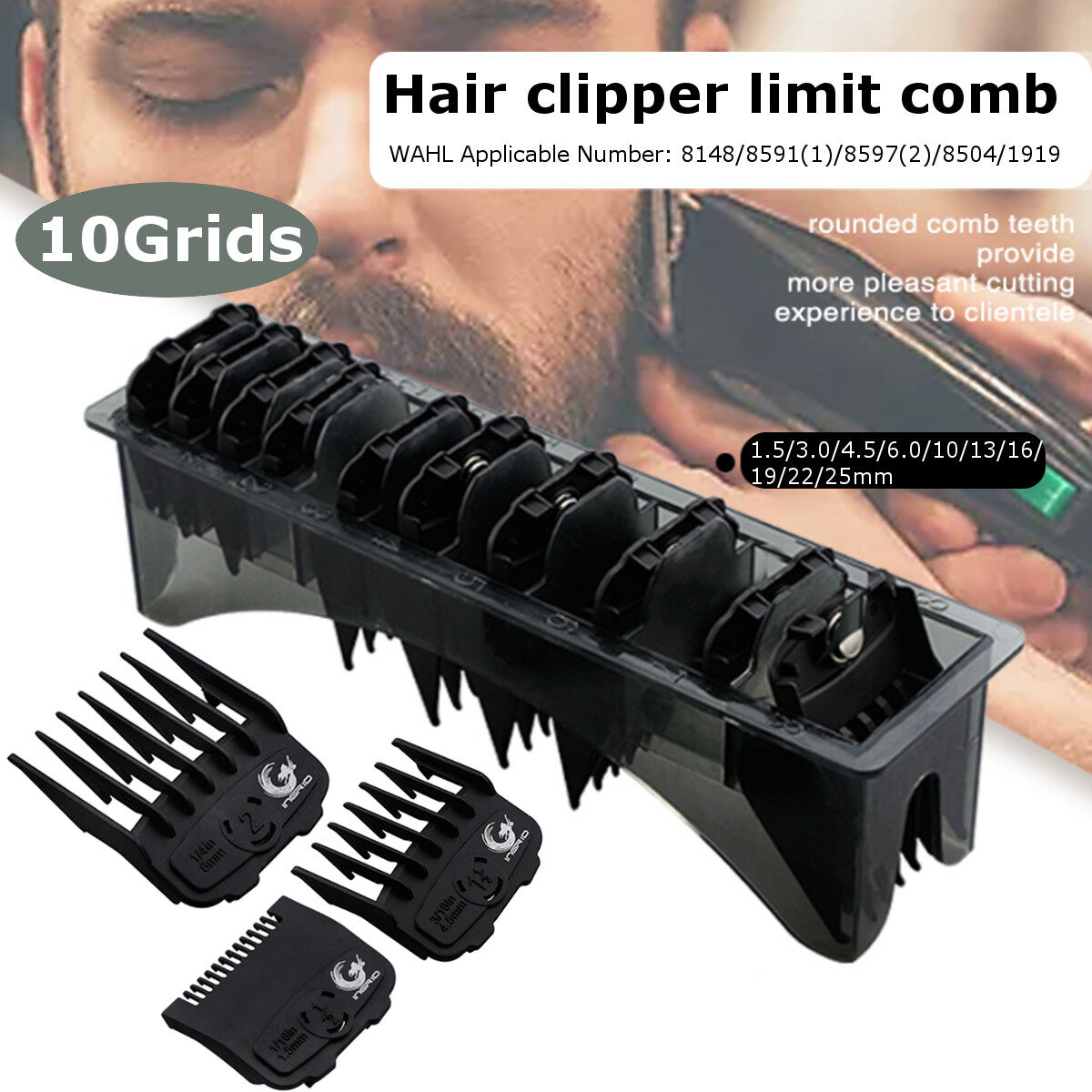 10pcs/set Hair Clipper Guide Guard Strong Magnetic Buckle w/ Base Box For  WAHL | Lazada PH