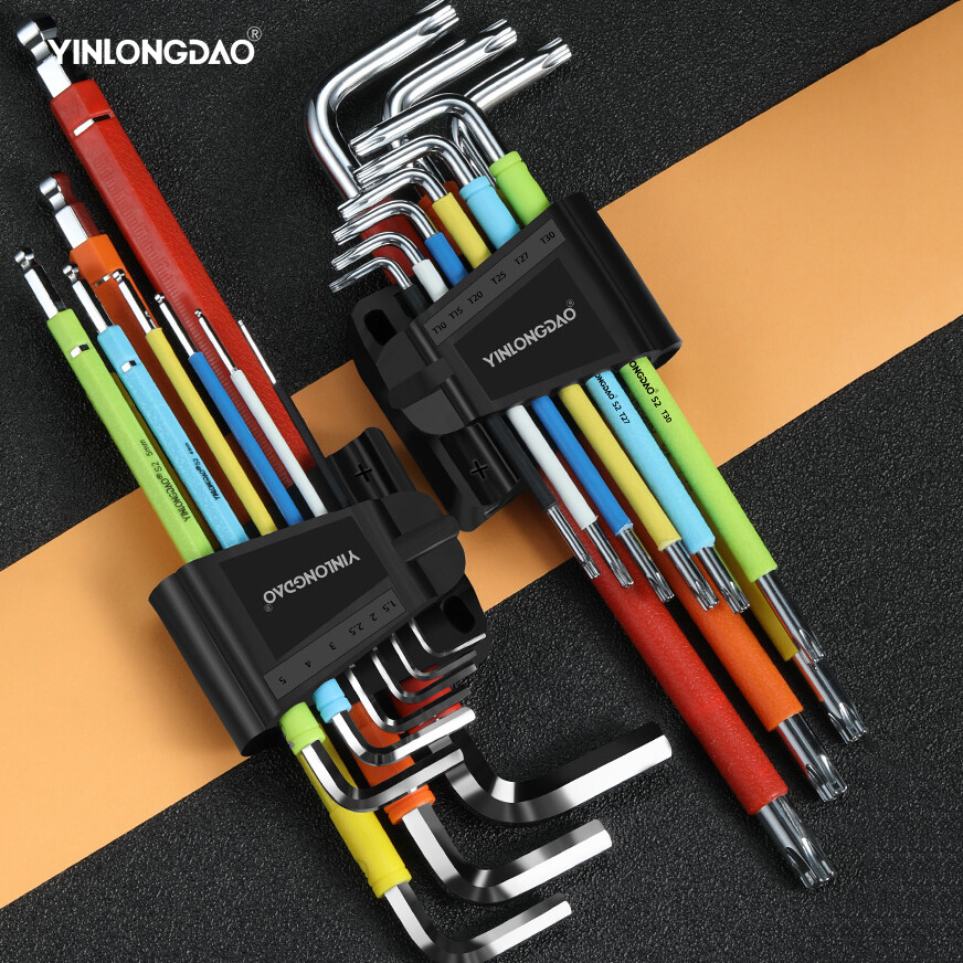 Allen key set bộ tua vít cờ lê lục giác, lục giác cờ lê, dụng cụ 9 đầu bi thông dụng bộ dụng cụ cầm tay loại l