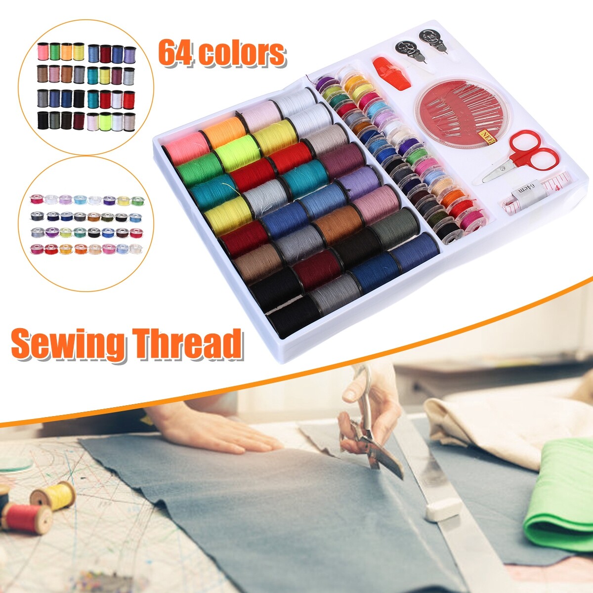 Generic 64 Rolls Assorted Sewing Machine Thread Set Sewing Machine