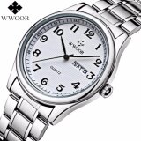 เช็คราคา[100% Genuine]Top Brand WWOOR Men Watches Stainless Steel Band Analog Display Quartz Wrist Watch Luxury Couple Watch