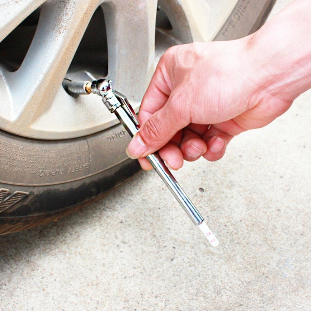 1x High Quality silvery Auto Car Tyre Tire Air Pressure Test Meter Gauge Pen Tool - intl