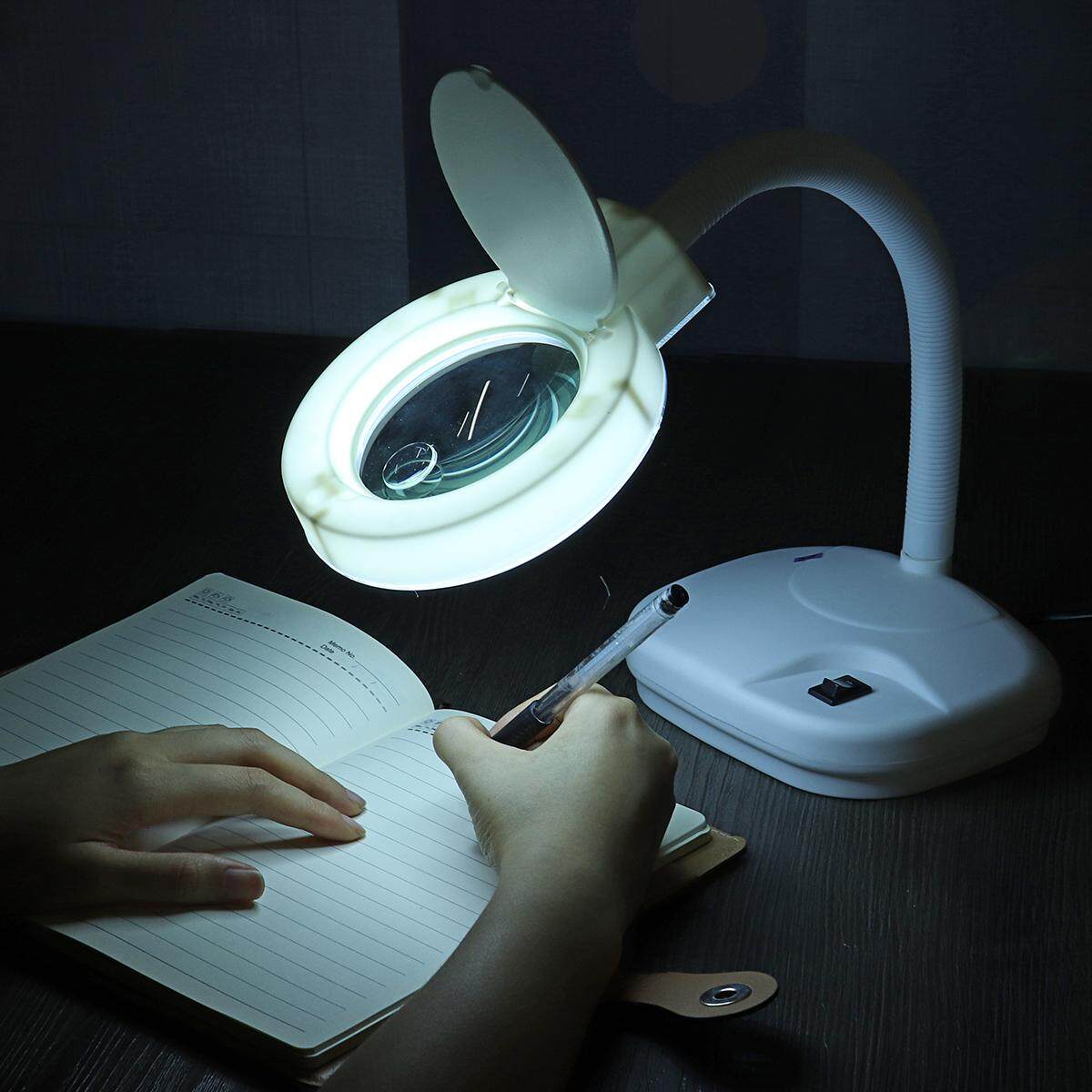 Generic 5X 10X Tabletop Gooseneck Magnifying Lamp Magnifier Desk