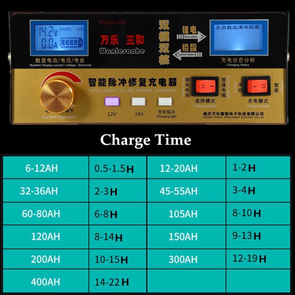 Generic Automatic Intelligent Pulse Repair Type 12V/24V 6AH400AH Car