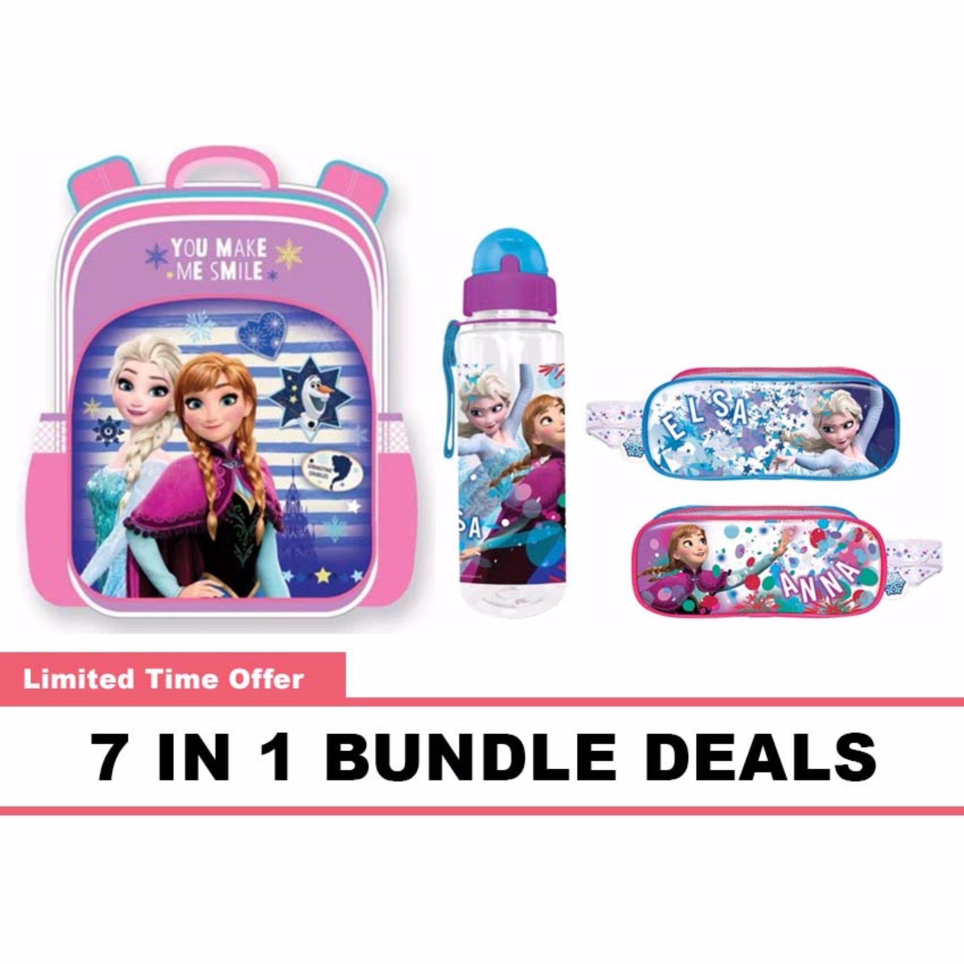 Disney Princess Frozen Pre School Bag, Water Bottle, Pencil Bag, Stationery 7 In 1 Bundle Deals Disney Princess Frozen Pre School Bag, Water Bottle, Pencil Bag, Stationery 7 In 1 Bundle Deals