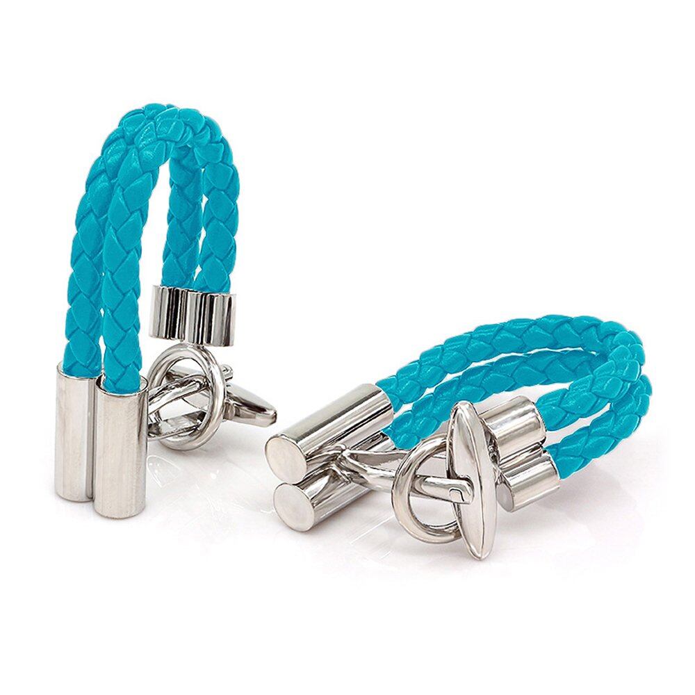 Kemstone Light Blue Rope Woven Cufflinks Silver Plated Birthday Gift Jewelry ราคา 251 บาท*ส่งฟรี
