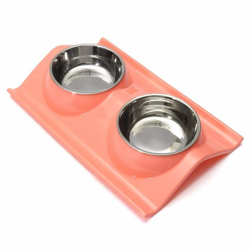 Rhs Splashproof Double Pet Bowl Stainless Steel Dog Cat Puppy