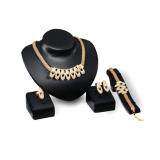 SAGE 5pcs Luxury Banquet Chandeliar Jewel Choker Necklace Earring Bangle Bracelet Ring Jewelry Set