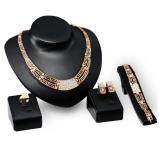 SAGE 5pcs Luxury Banquet Full Crystal Necklace Earring Bangle Bracelet Ring Jewelry Set