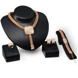 SAGE 5pcs Luxury Banquet Women Bridal Jewel Choker Necklace Earring Bangle Bracelet Ring Jewelry Set