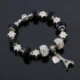 SAGE Just For You European Style Charm Bracelet with Eiffel Tower Dangle (Black) + FREE Jewelry Gift Box