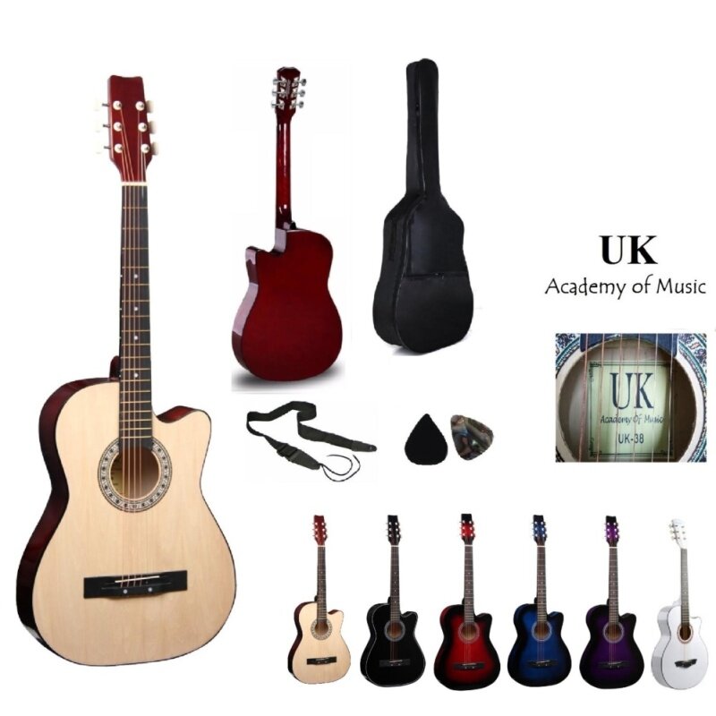 UK Acoustic Guitar 38 Inch (Natural)+Bag+2 Picks+Strap Malaysia