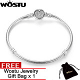 WOSTU Dây Chuyền Hình Rắn Trái Tim Lấp Lánh 17CMCM Bằng Bạc Sterling 925 Vòng Tay & Vòng Đeo Tay Tình Yêu S925 Phù Hợp Với Quà Tặng Trang Sức Tự Làm Cho Nữ ZBBS916