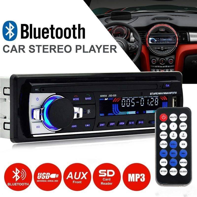 Đài phát thanh cho xe hơi kết nối Bluetooth 60W X 4 đầu cắm Aux 1Din FM 12V tích hợp máy nghe nhạc/ radio MMC WMA - INTL