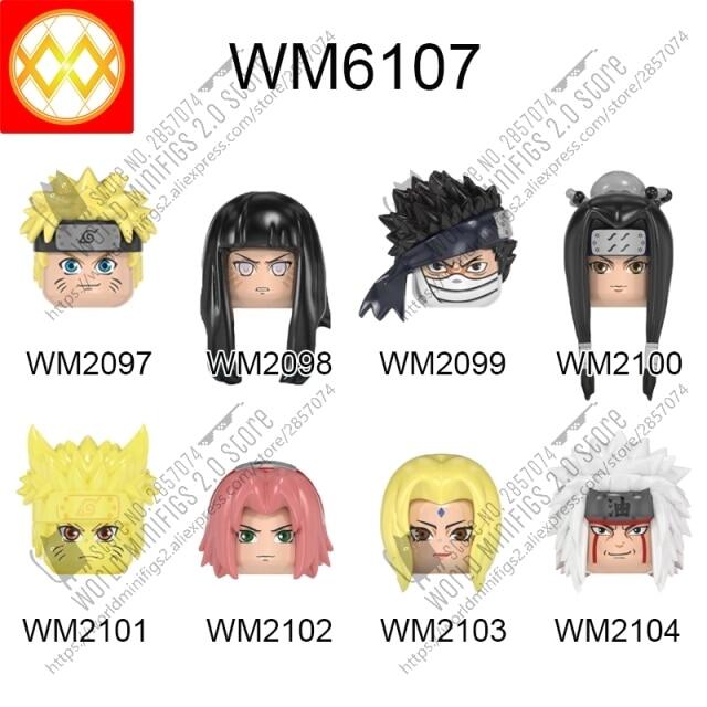 ชุดขาย WM บล็อก Anime Series Demon Slayer WM6116 Akatsuki Sasuke Kakashi บล็อกตัวต่อตัวเลขหัวของเล่นสร้างสรรค์สำหรับเด็ก