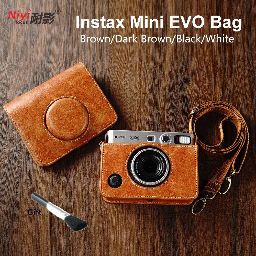 PU Camera Case For Fujifilm Instax Mini EVO Instant Digital Film Photo Camera Protection Cover Camera Bag With Shoulder Strap