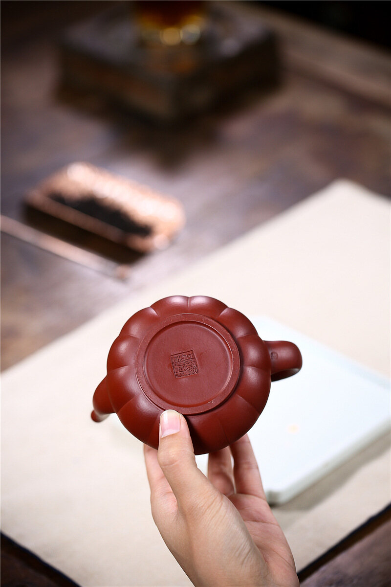 Ấm Trà Đất Sét Nghi Hưng Zi 200Ml Ấm Trà Gốm Tráng Men Màu Đỏ Sẫm Đèn Hoa Sen Nồi Đất Sét Tách Trà KungFu Trung Quốc Dụng Cụ Pha Trà Bộ Trà, 紫砂壺 FCH302