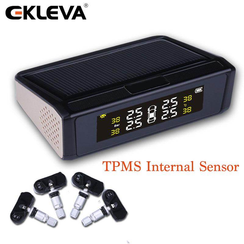 EKLEVA Solar Powered รถ TPMS ความดันยางระบบควบคุมไร้สาย 4 เซ็นเซอร์ภายในสีหน้าจอดิจิตอล EKLEVA Solar Powered รถ TPMS ความดันยางระบบควบคุมไร้สาย 4 เซ็นเซอร์ภายในสีหน้าจอดิจิตอล