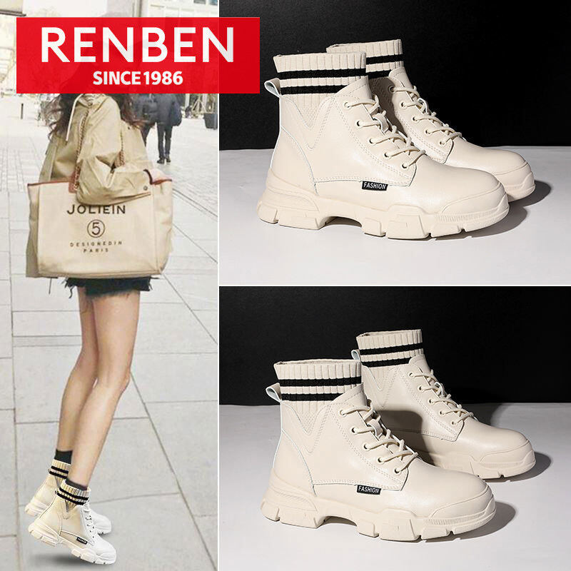 Renben bốt martin giày nữ bốt cotton cọc mới bốt phong cách anh đa năng phiên bản hàn quốc cho trẻ em