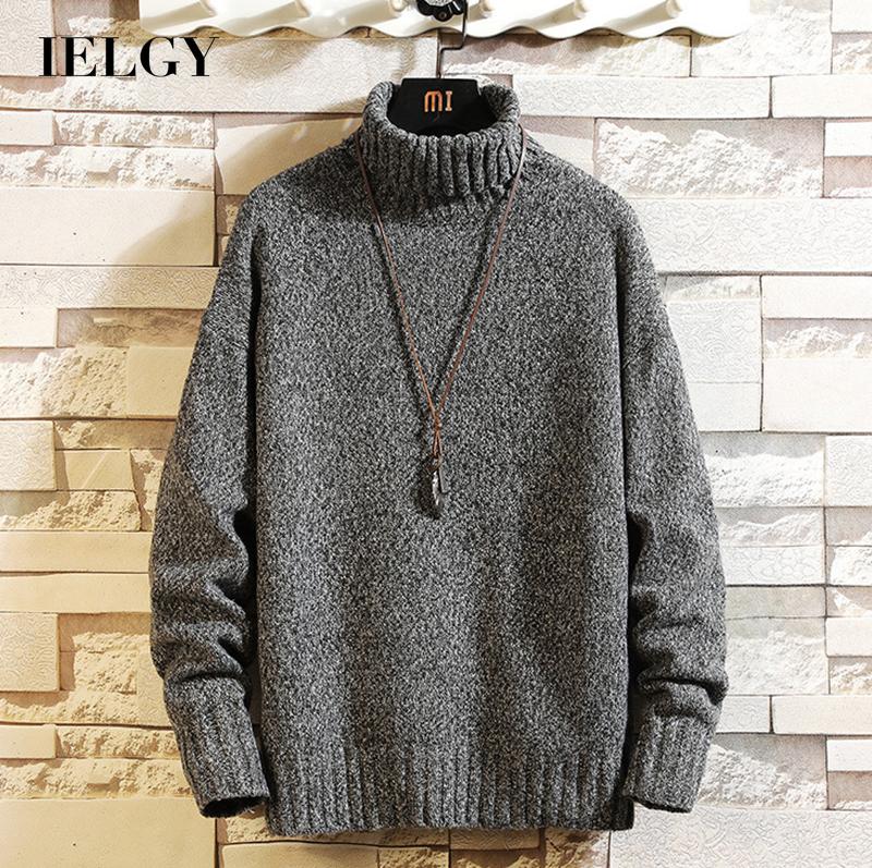 Ielgy áo len ấm dệt kim cổ cao hàn quốc cho nam