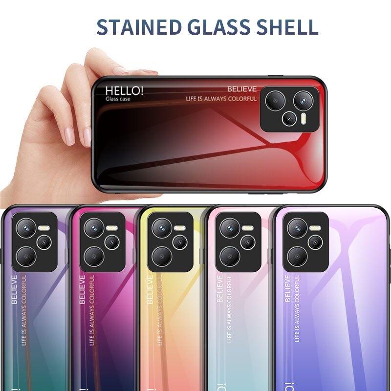 Ốp lưng realme c35 ốp lưng điện thoại cứng kính cường lực màu gradient ốp lưng realme c35 c 35