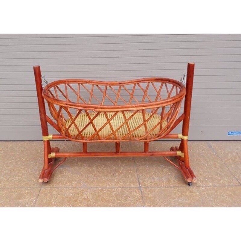 Sỉ lẻ Nôi mây chõng mây cho bé loại mới có bánh xe đẩy
