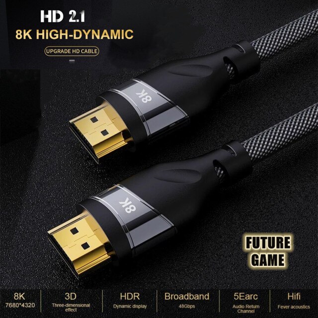 Cáp tương thích hdmi hdcp 2.2 super 8k, siêu tốc 8k @ 60hz 4k @ 120hz 48gbps uhd hdr 3d bộ chia tv hd ps5