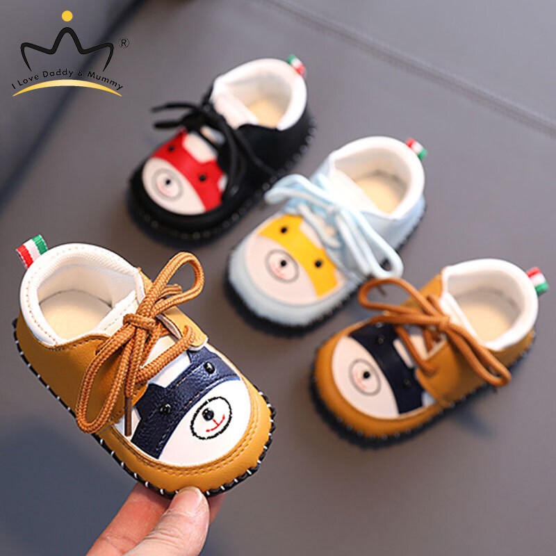 PU Leather Bear Baby Soft Sole Shoes Girls Boys Flats Non