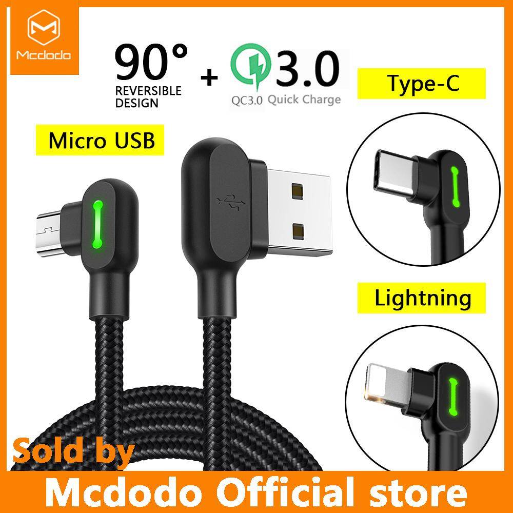 MCDODO Dữ Liệu USB Cho iPhone Cho Loại C Cho Micro USB 90 ° Nhanh Sạc USB C Dữ Liệu Cáp Dây Sạc Điện Thoại Android USB-C 2.4A Apple Huawei Xiaomi Samsung Oppo