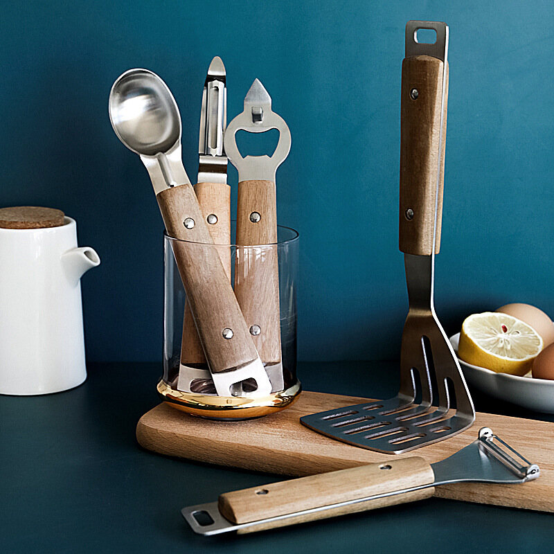 Dụng cụ nhà bếp cán gỗ peisi, máy nghiền khoai tây dụng cụ thái rau củ, ice cream scoop dụng cụ nhà bếp