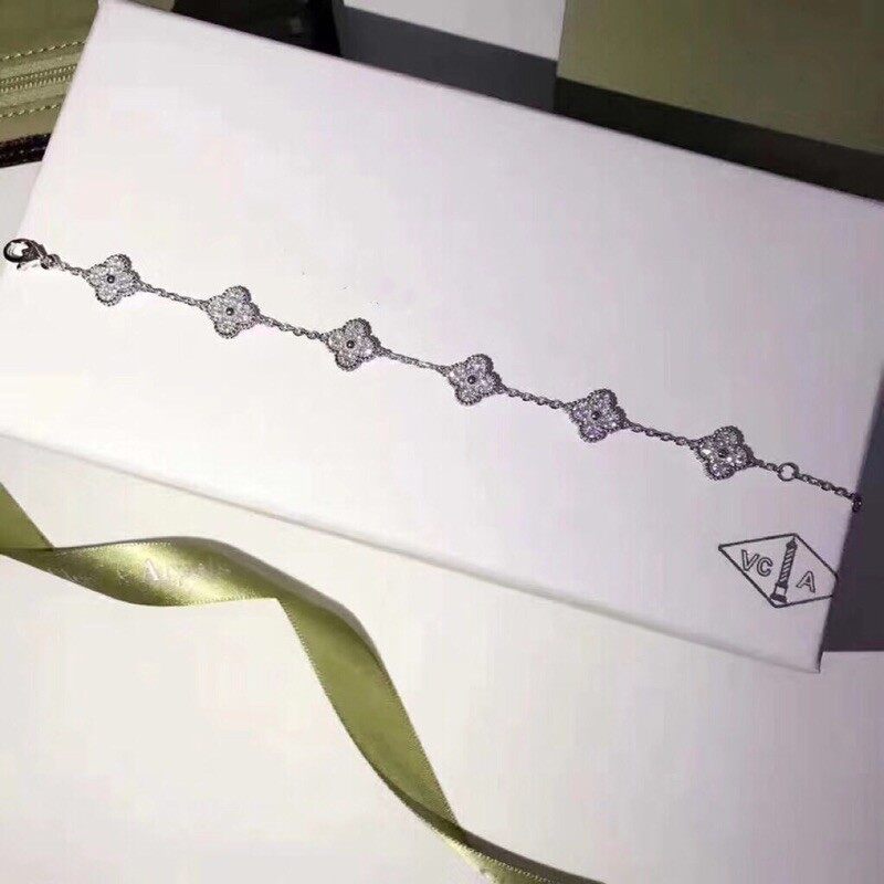 S925 Silver Six Flower Bracelet Full Diamond