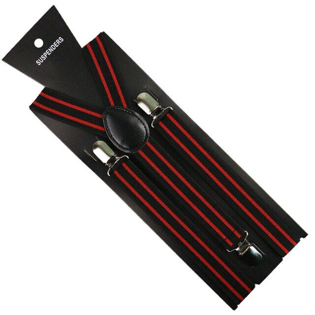 Winfox สีดำสีแดงสายเอี๊ยมรัดกางเกงสำหรับบุรุษ2 5ซม.กว้างผู้หญิงธุรกิจ3คลิปลาย On Suspenders Y