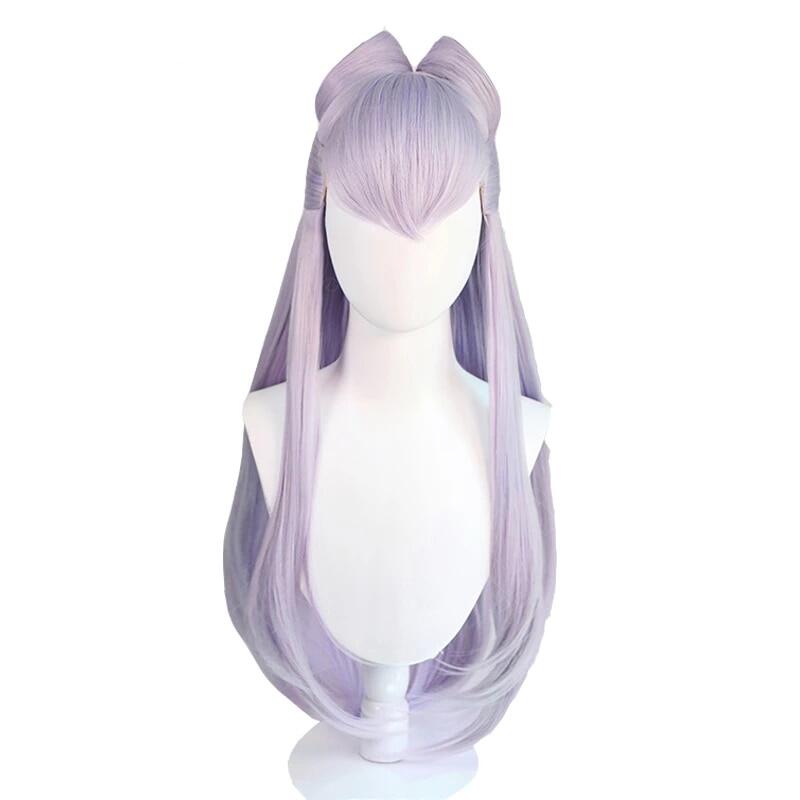KDA Baddest Evelynn Cosplay Wigs LOL KDA Long Hairpiece With Buns Heat Resistant Synthetic Hair Game Role Play Wigs