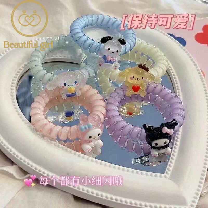 Cô gái xinh đẹp trang sức Sanrio Vòng tay hoạt hình đường dây điện thoại Ban nhạc da nhỏ để gửi cho bạn gái dây buộc tóc nữ sử dụng kép