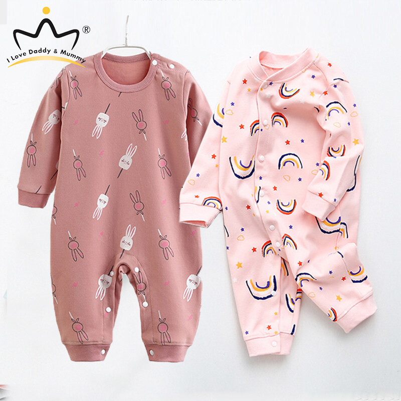 Spring Autumn Baby Girl Clothes Cartoon Printed Kids Girl Romper Long