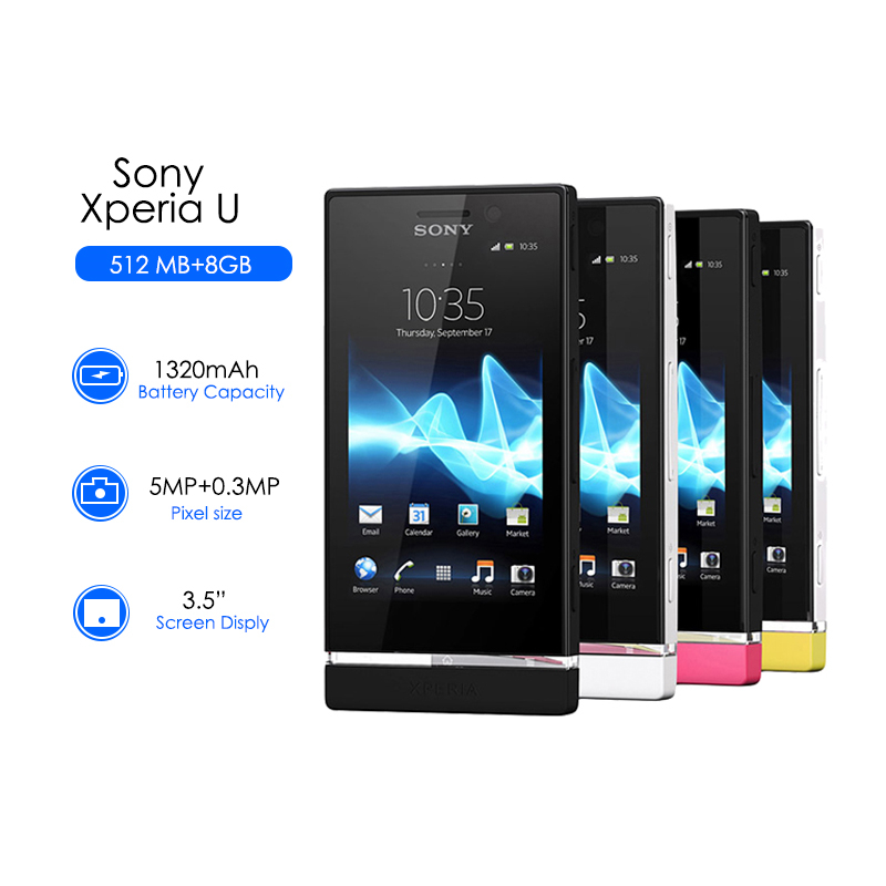 Sonys Xperias U ST25 ST25i Mobile Phones Original Unlocked 3.5 Inch 3G 5MP GPS WIFI Android Phones ราคา 1,684 บาท*ส่งฟรี
