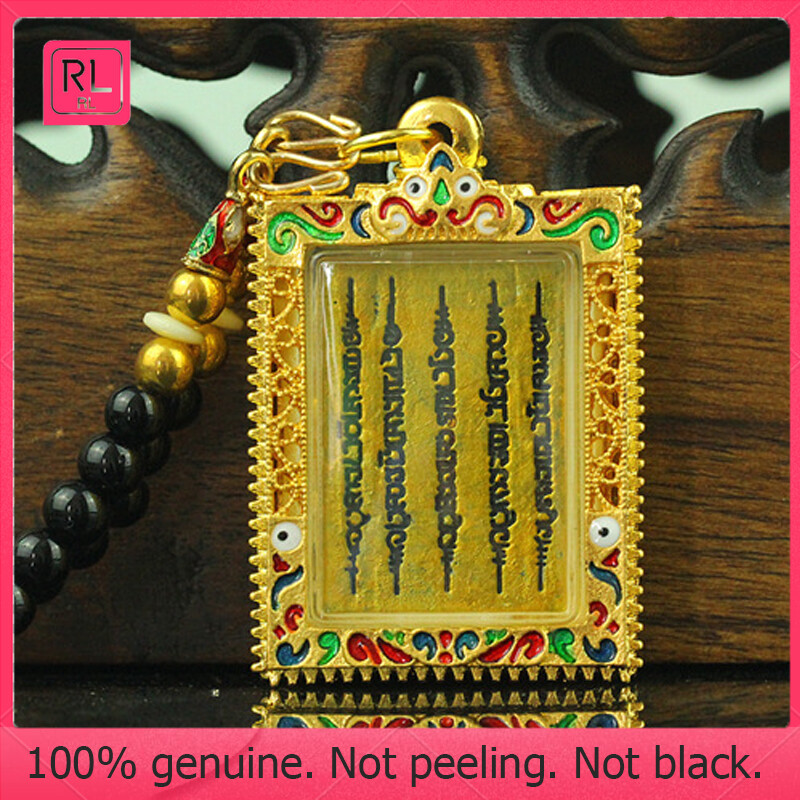 RL-Thai Amulet ( necklace and cert) Thailand Buddha genuine five scriptures necklace to increase women edge peach blossom fortune to block disasters Attached with Silver Coated Gold Waterproof casing