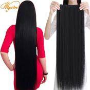 "5 Clip Synthetic Hair Extensions in Black Brown, Hairpins"